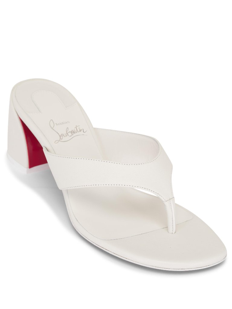 Christian Louboutin Janetonga 55 Leather Thong Mule Sandals Heels Shoes
